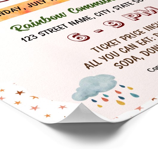 Bewerkbare boho regenboog terug naar school flyer poster (Hoek)