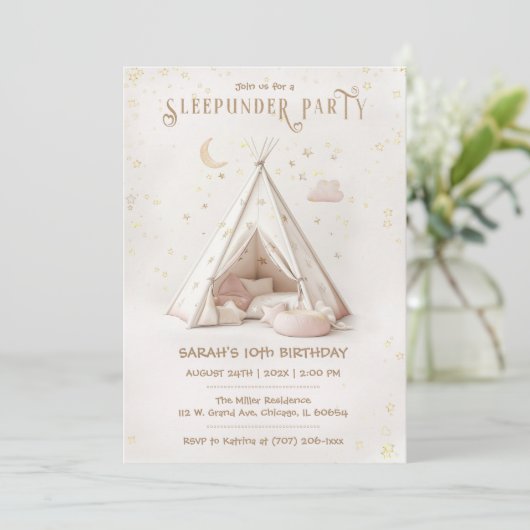 Bewerkbare Boho Sleepunder Party Verjaardag Kaart (Staand voorkant)