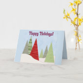 Bewerkbare Bomen in Winter Kersthuis Prettige Fees Kaart (Gele Bloem)