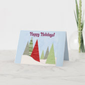 Bewerkbare Bomen in Winter Kersthuis Prettige Fees Kaart (Voorkant)