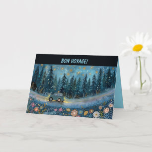 Bewerkbare Bon Voyage Auto en Bloemen Kaart