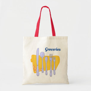 Bewerkbare boodschappen Servies Keuken Kunst Tote Bag