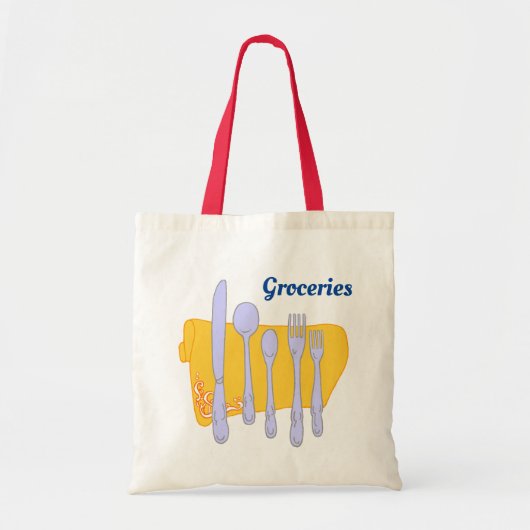 Bewerkbare boodschappen Servies Keuken Kunst Tote Bag (Voorkant)