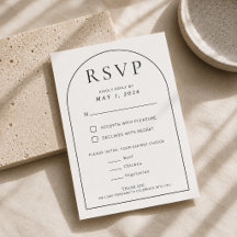 Bewerkbare boogvormige minimale trouw-RSVP-kaart