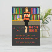 Bewerkbare Book Club Luncheon Uitnodiging (Staand voorkant)