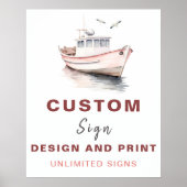 Bewerkbare boot nautische aangepaste verjaardag te poster (Voorkant)