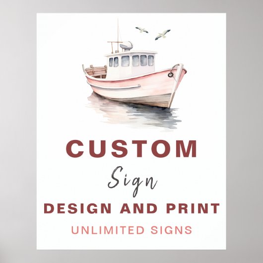 Bewerkbare boot nautische aangepaste verjaardag te poster (Voorkant)