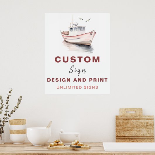 Bewerkbare boot nautische aangepaste verjaardag te poster (Keuken)