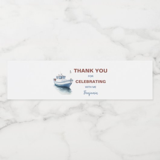 Bewerkbare Boot Nautische Waterfles Label - Jongen Waterfles Etiket (Enkel label)