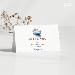 Bewerkbare boot verjaardag bedankje - jongens bedankkaart