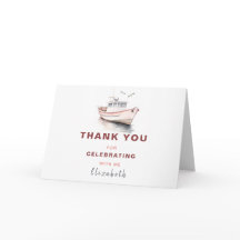 Bewerkbare boot verjaardag bedankkaart - Meisjes