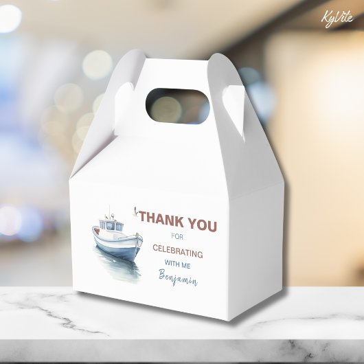Bewerkbare Boot Verjaardag Gable Box / Favor Box - Bedankdoosjes