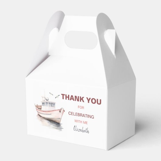 Bewerkbare Boot Verjaardag Gable Box / Favor Box - Bedankdoosjes (Voorkant Zijde)