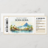 Bewerkbare Bora Bora Vliegticket Boarding Pass Kaart (Voorkant / Achterkant)