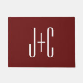 Bewerkbare bordeaux rode achtergrond & witte tekst deurmat (Voorkant)