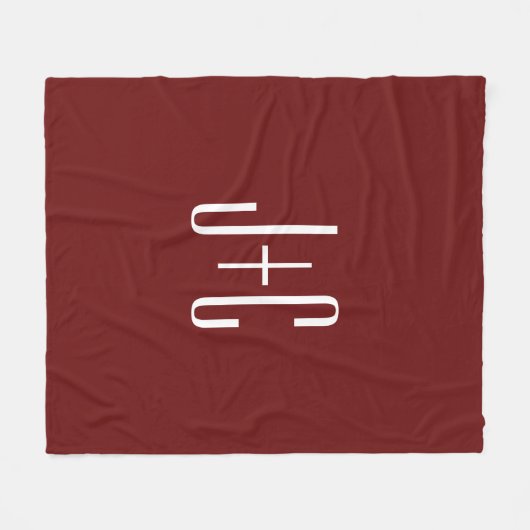 Bewerkbare bordeaux rode achtergrond & witte tekst fleece deken (Voorkant (Horizontaal))