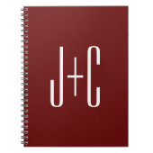 Bewerkbare bordeaux rode achtergrond & witte tekst notitieboek (Voorkant)