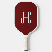 Bewerkbare bordeaux rode achtergrond & witte tekst pickleball paddle (Achterkant)
