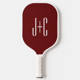 Bewerkbare bordeaux rode achtergrond & witte tekst pickleball paddle