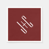 Bewerkbare bordeaux rode achtergrond & witte tekst servet (Voorkant)