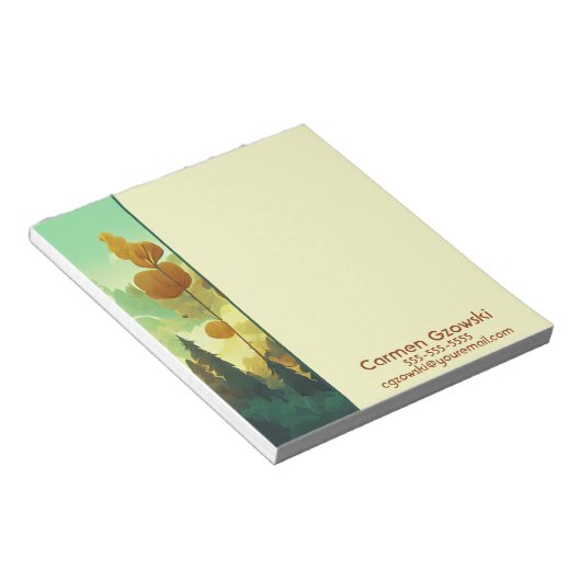 Bewerkbare bosillustratie gepersonaliseerd notitieblok (Schuin)