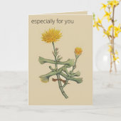 Bewerkbare Botanische Bijl Bladige Vijgen Marigold Kaart (Gele Bloem)