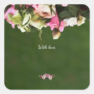 Bewerkbare Botanische Cadeaublaadjes | Elegante St Vierkante Sticker