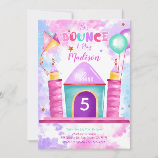 Bewerkbare Bounce-uitnodiging Kaart (Voorkant)