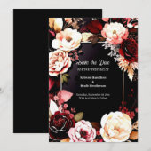 Bewerkbare Bourgogne Romance Save The Date (Voorkant / Achterkant)