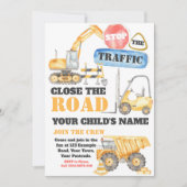 Bewerkbare Bouw Uitnodiging, Truck Uitnodiging (Voorkant)