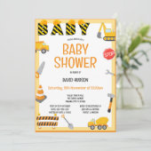 Bewerkbare Bouw Uitnodiging, Verjaardag, Baby Kaart (Staand voorkant)