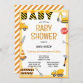 Bewerkbare Bouw Uitnodiging, Verjaardag, Baby Kaart (Voorkant / Achterkant)