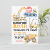 Bewerkbare Bouw Uitnodiging, Vrachtwagen Uitnodigi Kaart (Staand voorkant)