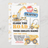 Bewerkbare Bouw Uitnodiging, Vrachtwagen Uitnodigi Kaart (Voorkant / Achterkant)