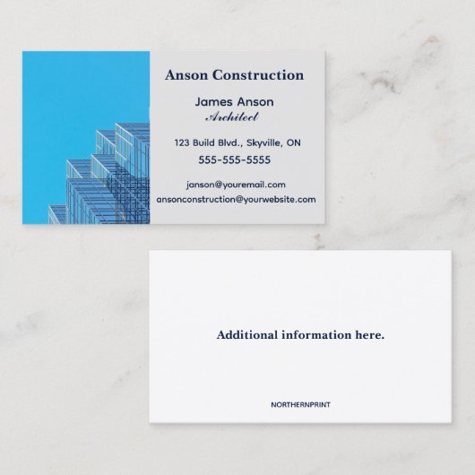 Bewerkbare bouwarchitect visitekaartje (Voorkant / Achterkant)
