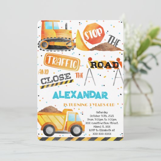 Bewerkbare Bouwjaar Uitnodigingen (Staand voorkant)