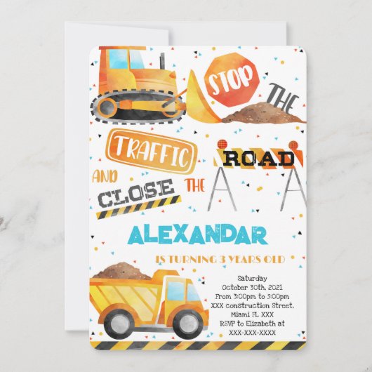 Bewerkbare Bouwjaar Uitnodigingen (Voorkant)