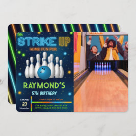 Bewerkbare bowling foto uitnodiging