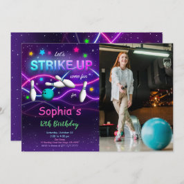 Bewerkbare bowling foto uitnodiging