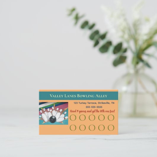Bewerkbare Bowling Loyalty Card (Staand voorkant)