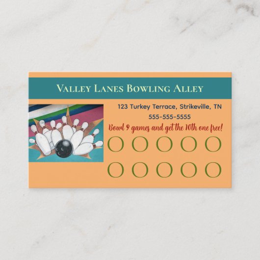 Bewerkbare Bowling Loyalty Card (Voorkant)