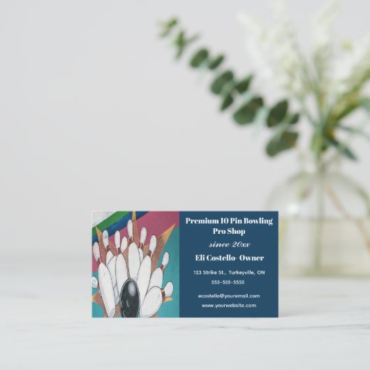 Bewerkbare Bowling Pro Shop Visitekaartje (Staand voorkant)