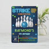 Bewerkbare bowling uitnodiging (Staand voorkant)