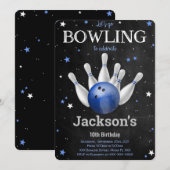 Bewerkbare Bowling Uitnodiging Jongen (Voorkant / Achterkant)