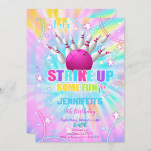 Bewerkbare bowling verjaardagsuitnodiging kaart