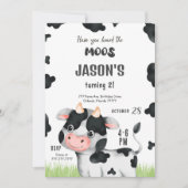 Bewerkbare Boy Koe Verjaardagsuitnodiging Kaart (Voorkant)