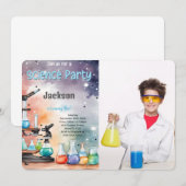 Bewerkbare Boy Science Verjaardagsfeestfoto Kaart (Voorkant / Achterkant)