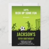 Bewerkbare Boys Sports Party Kaart met Bold Field (Voorkant)