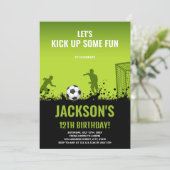 Bewerkbare Boys Sports Party Kaart met Bold Field (Staand voorkant)