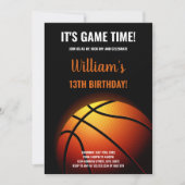 Bewerkbare Boys Sports Party Kaart met Bright Cour (Voorkant)